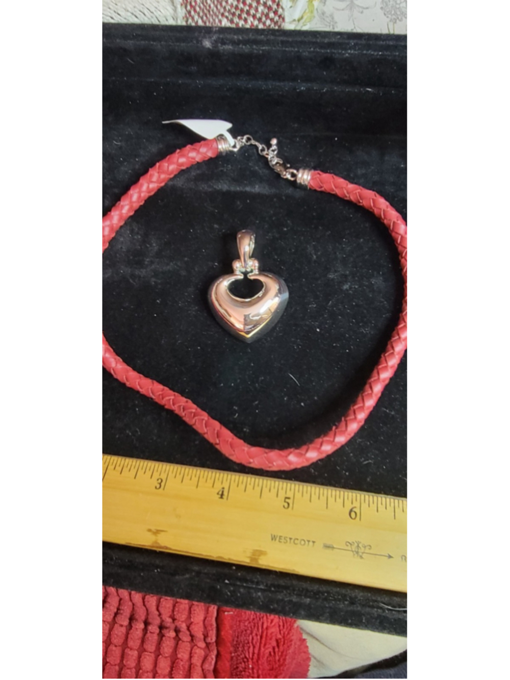 Ntw Joseph Esposito Sterling Silver Heart Pendant on Red Braided Rope 28